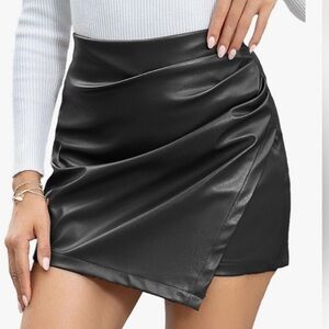 Elegant Black Faux Leather Skirt